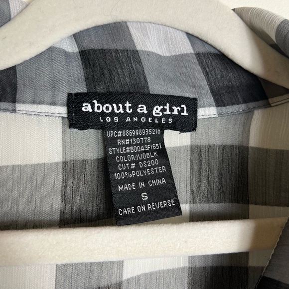 About A Girl Plaid Sheer Button-Up Shirt Small | Fall Grunge Soft Goth Y2K - Picture 7 of 10